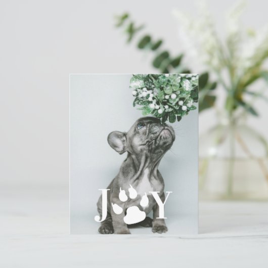 BUDGET Joy Dog Paw-fotokaart voor kerstmis (Staand voorkant)