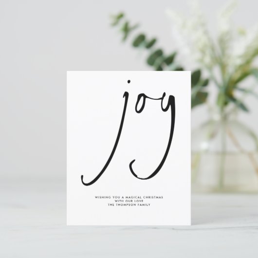 Budget Joy Elegant Script Black White Holiday (Staand voorkant)