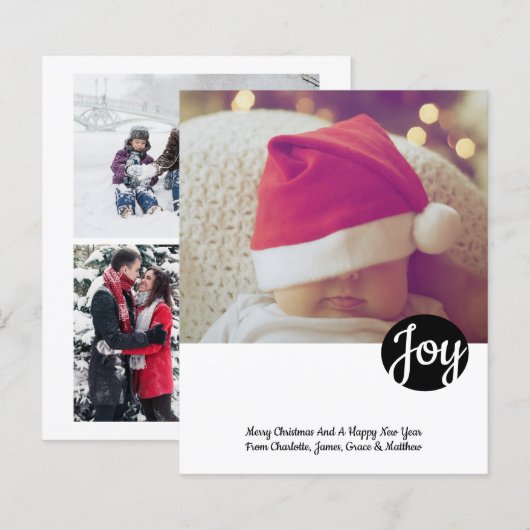 BUDGET Joy Foto Gepersonaliseerde Kerstkaart (Voorkant / Achterkant)