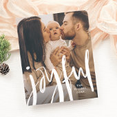 Budget Joyful Brushed Script Family Photo Holiday