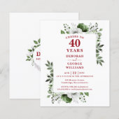 Budget juicht 40 jaar Jubileum-uitnodiging toe (Voorkant / Achterkant)