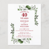 Budget juicht 40 jaar Jubileum-uitnodiging toe (Voorkant)