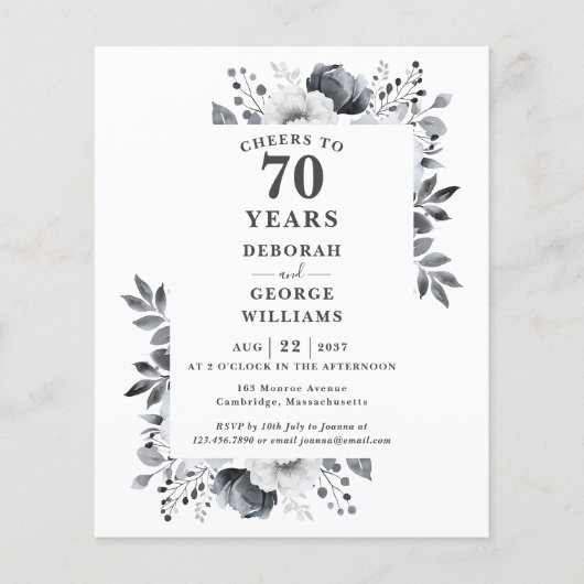 Budget juicht 70 jaar Jubileum-uitnodiging toe (Voorkant)