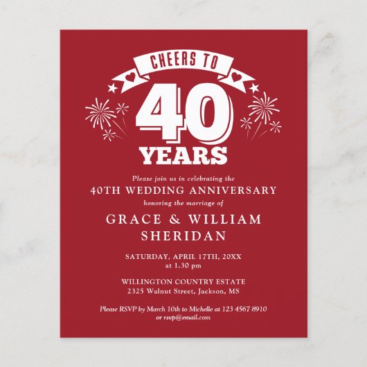 Budget juicht toe voor 40e Jubileum foto-uitnodigi (Voorkant)