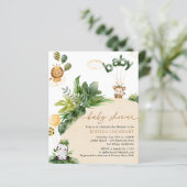 Budget Jungle Feest Baby Borrel Uitnodiging (Staand voorkant)