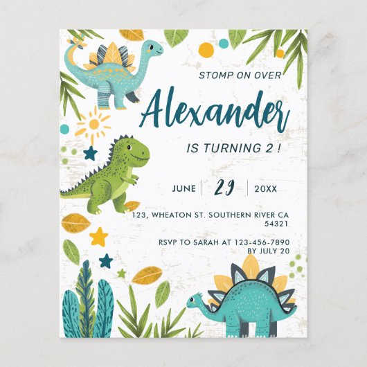 Budget Jurassic Dinosaur Kids Verjaardag (Voorkant)