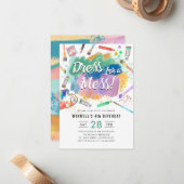 Budget Jurk voor een Mess Paint Verjaardag Notitiekaartje (Voorkant / Achterkant in situ)