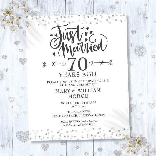 Budget Just Married 70ste verjaardagsuitnodiging