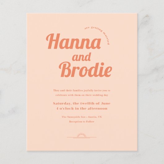 Budget Just Peachy Wedding Invitation Flyer (Voorkant)