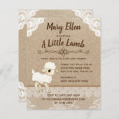 BUDGET Jute Stoffen Lammetje Baby Shower Uitnodigi (Voorkant / Achterkant)