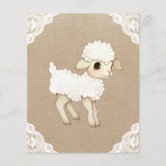 BUDGET Jute Stoffen Lammetje Baby Shower Uitnodigi (Achterkant)
