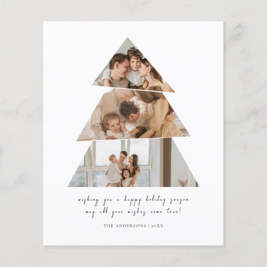 Budget Kaart met kerstboombegroetingen met foto's (Voorkant)