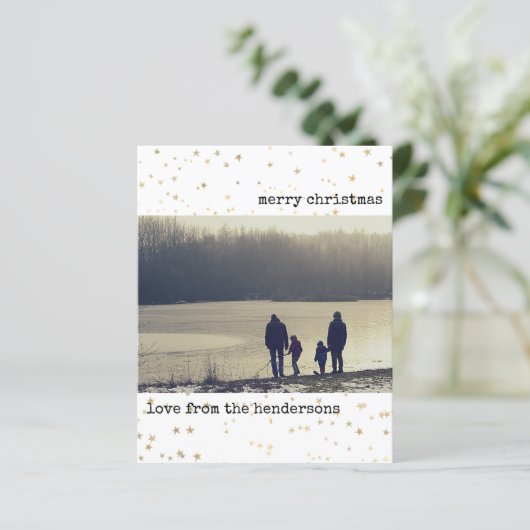 Budget Kaart met kerstmis Gold Stars (Staand voorkant)