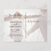 Budget Kalligrafie 3 Fotocollage De datum opslaan Aankondigingskaart (Achterkant)