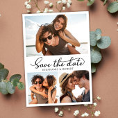 Budget Kalligrafie 3 Fotocollage De datum opslaan Aankondigingskaart