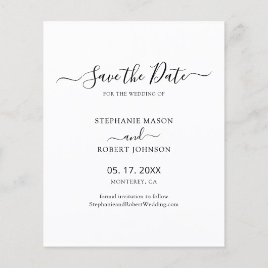 Budget Kalligrafie 3 Fotocollage De datum opslaan Flyer (Achterkant)