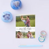 Budget Kalligrafie 3 Fotocollage De datum opslaan Flyer (Enkel)