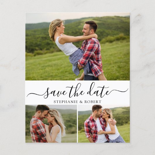 Budget Kalligrafie 3 Fotocollage De datum opslaan Flyer (Voorkant)