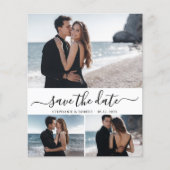 Budget Kalligrafie 3 Fotocollage De datum opslaan Flyer (Voorkant)