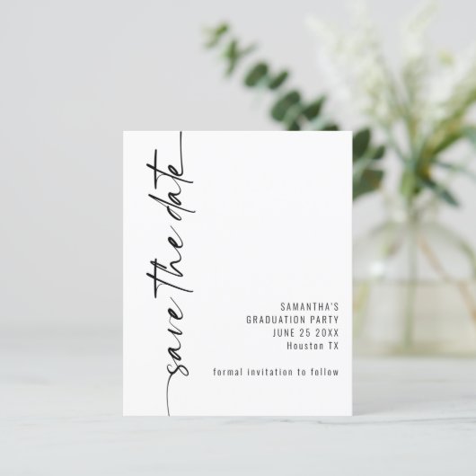 Budget Kalligrafie Afstuderen Save the Date (Staand voorkant)