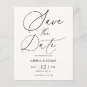 Budget Kalligrafie Beige Trouwen Save The Date Flyer (Voorkant)