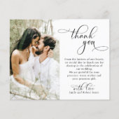 Budget kalligrafie bruiloft dank u 2 fotokaart (Voorkant)