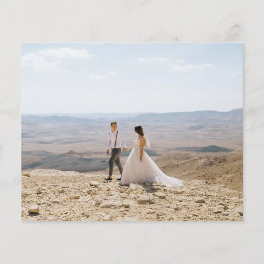 Budget kalligrafie bruiloft dank u fotokaart (Achterkant)