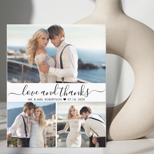 Budget kalligrafie collage bruiloft dank u flyer