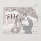 Budget kalligrafie crème foto bruiloft dank u briefkaart (Achterkant)