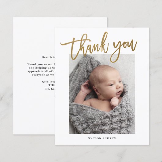 Budget kalligrafie Foto Baby Hartelijk dank (Voorkant / Achterkant)
