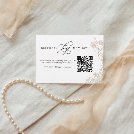 Budget Kalligrafie Hand getrokken Bloemen QR Code  Informatiekaartje