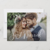 Budget kalligrafie net getrouwd bruiloft foto aankondiging (Voorkant)