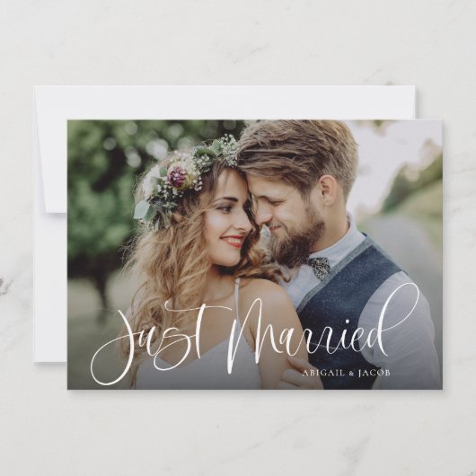 Budget kalligrafie net getrouwd bruiloft foto aankondiging