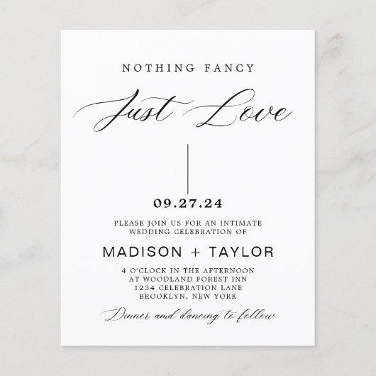 Budget Kalligrafie Niets Fancy Gewoon Liefde Bruil (Voorkant)