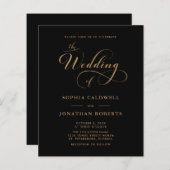 Budget Kalligrafie QR Code Zwart Goud Trouwen (Voorkant / Achterkant)