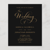 Budget Kalligrafie QR Code Zwart Goud Trouwen (Voorkant)