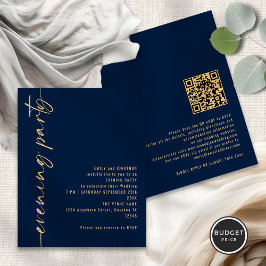 Budget Kalligrafie QR Navy Huwelijksavond Party