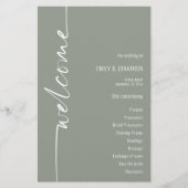 BUDGET Kalligrafie Sage Groen Huwelijksprogramma (Voorkant)