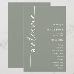 BUDGET Kalligrafie Sage Groen Huwelijksprogramma