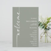 BUDGET Kalligrafie Sage Groen Huwelijksprogramma (Staand voorkant)