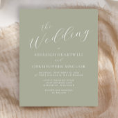Budget Kalligrafie Sage Groene Bruiloft Uitnodigin