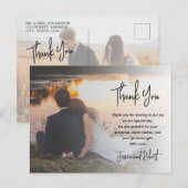 Budget kalligrafie script foto bruiloft dank u briefkaart (Voorkant / Achterkant)