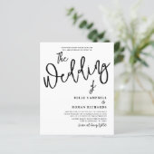 Budget Kalligrafie Script Zwart & Wit Bruiloft (Staand voorkant)