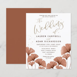 Budget kalligrafie terracotta blad bruiloft