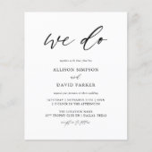 Budget kalligrafie We Do Trouw Uitnodigingen (Voorkant)