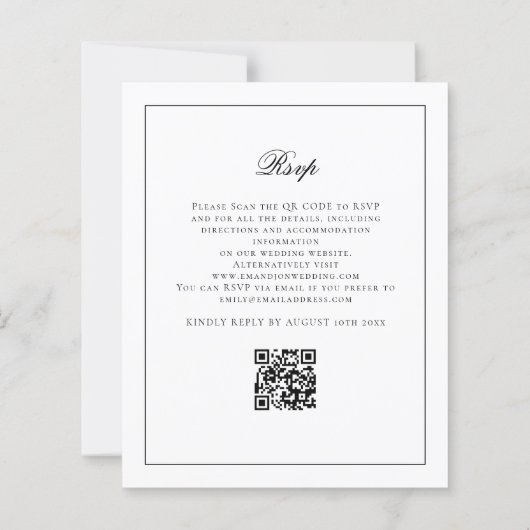 Budget Kalligrafie Zwart Wit Bruiloft uitnodiging (Achterkant)