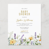Budget Kamille Bloemen Baby shower Uitnodiging (Voorkant)