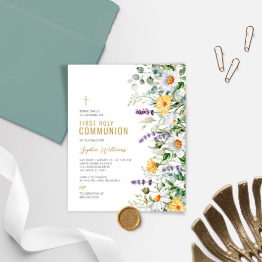Budget Kamille Eerste Heilige Communie Uitnodiging