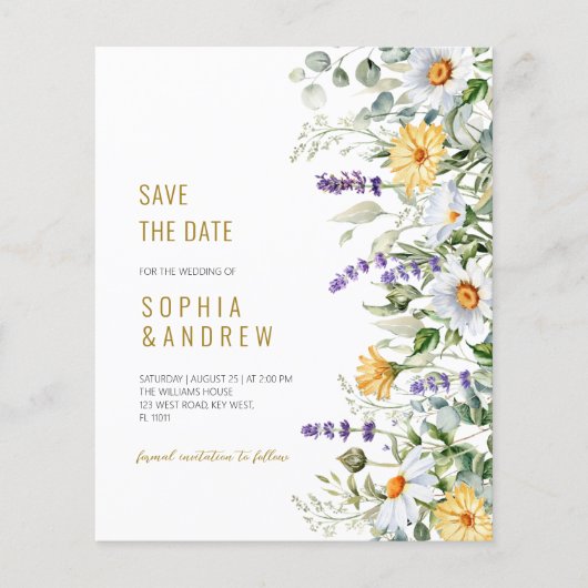 Budget Kamille & Eucalyptus Save the Date Nodig (Voorkant)