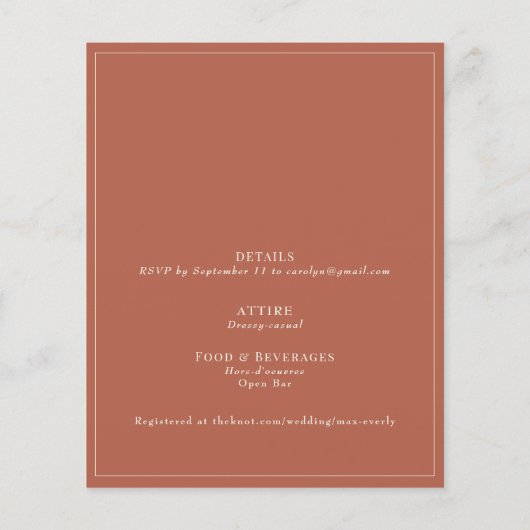 Budget kaneel bruiloft viering uitnodigen (Achterkant)